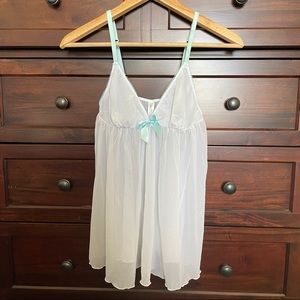 White/light blue babydoll lingerie chemise